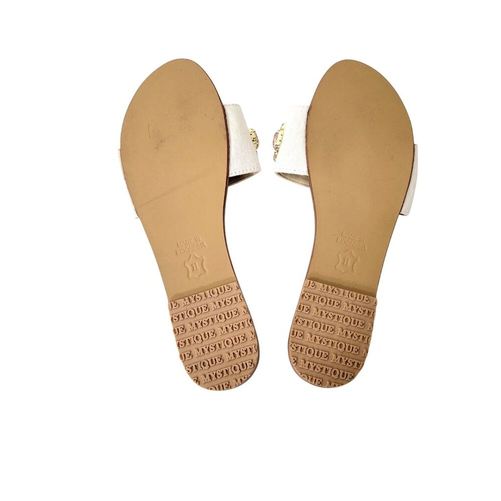 Mystique Bejeweled White Sandals With Rainbow Crystal Embellishments - Slip-On - Picture 2 of 7